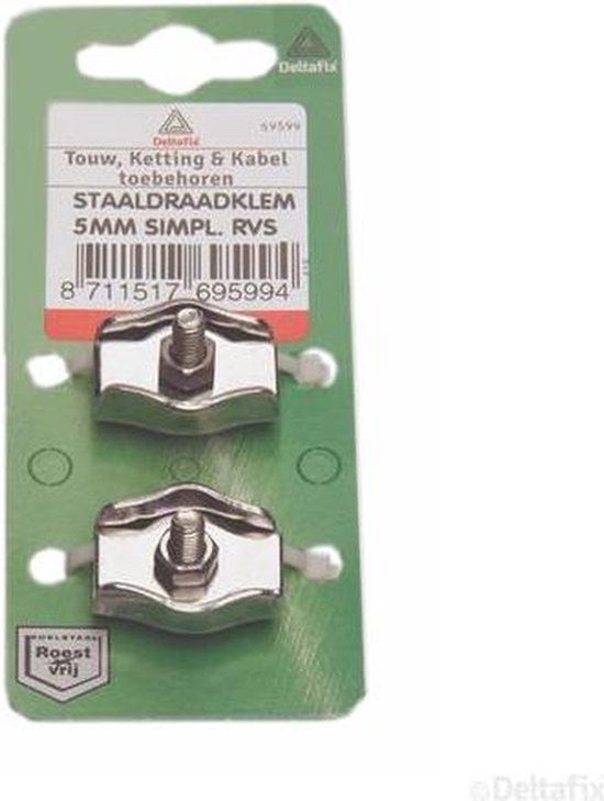 Deltafix Staaldraadklem 5mm Simplex RVS 2 stuks