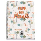 DOHE - Notitieboek geruit - folieformaat (21,5 x 31 cm), spiraalbinding, 80 vellen à 90 g/m², geruit 4 mm, vaste omslag, WWF Love Our Planet, schoolmateriaal