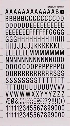 APLI DD9F - Zwart overdraagbare letters en cijfers 8 mm 277 tekens