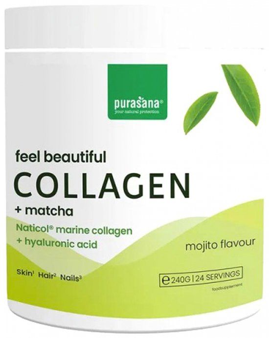 Purasana Feel Beautiful Collageen Matcha - 240 gr