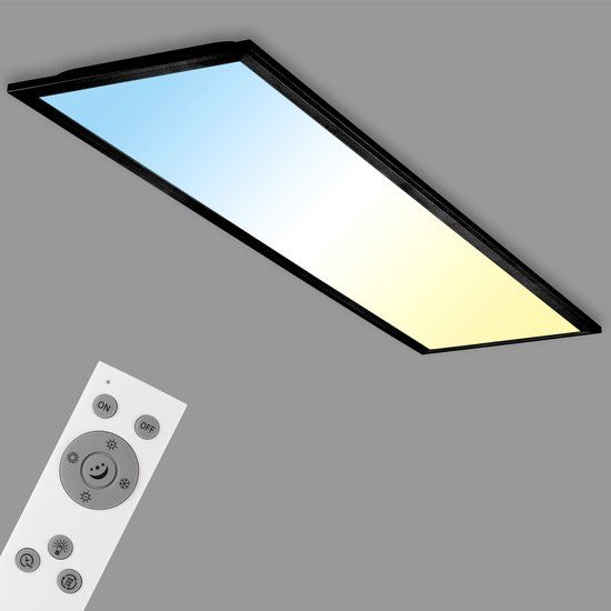 BRILONER LED Plafondlamp - 100cm Zwart - Dimbaar, CCT, Afstandsbediening