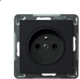 Ospel Enkelvoudig stopcontact met randaarding, zwart metallic SONATA