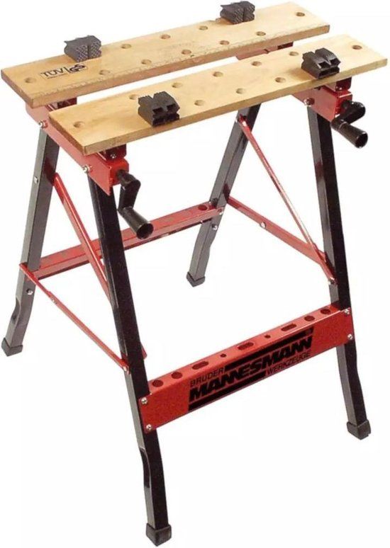 BRÜDER MANNESMANN Werkbank - Opvouwbaar - Hout/Metaal - 60x35x79 cm - 100 kg