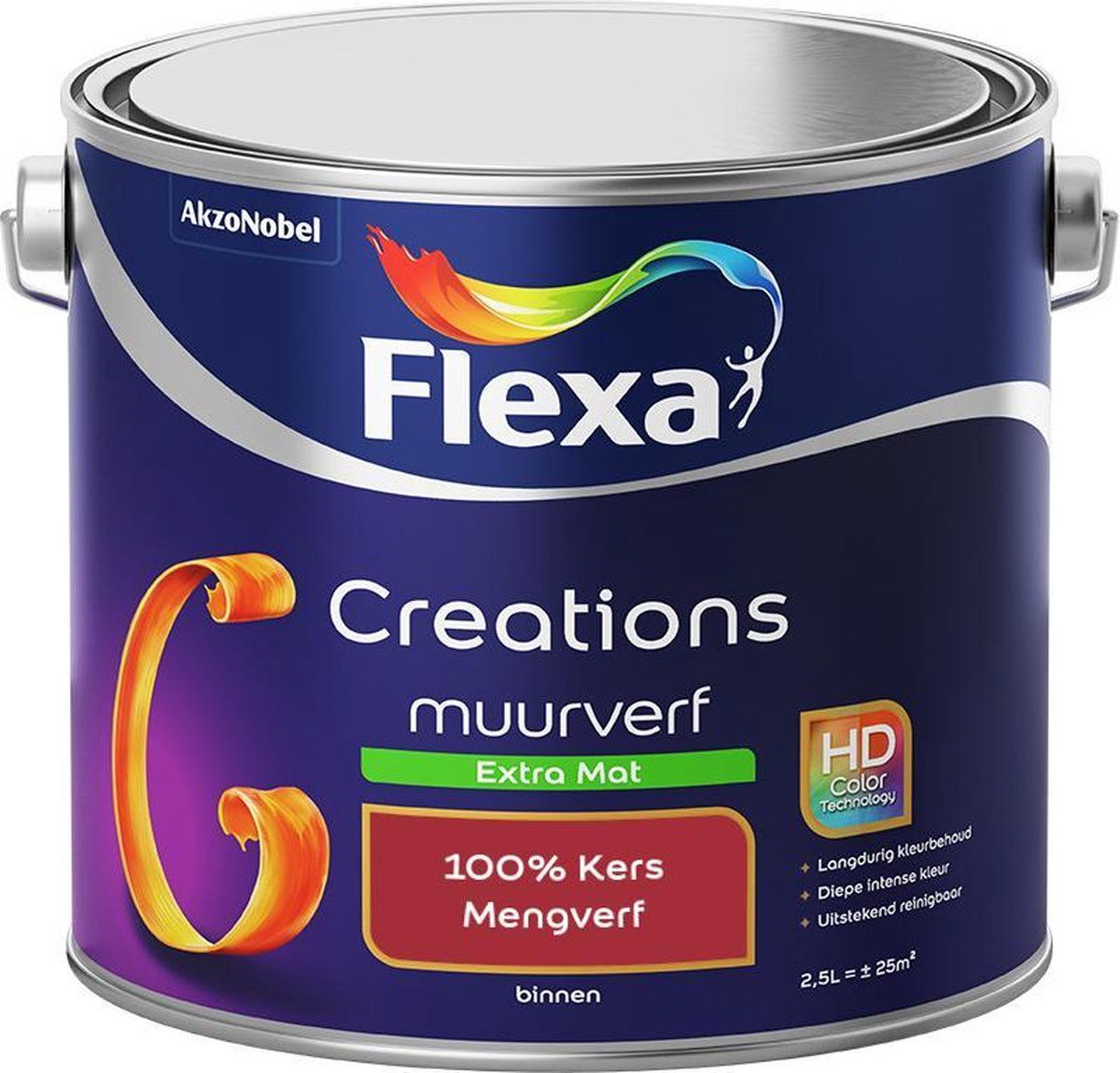 FLEXA Creations Muurverf - Extra Mat - Mengkleuren Collectie - 100% Kers - 2,5 liter
