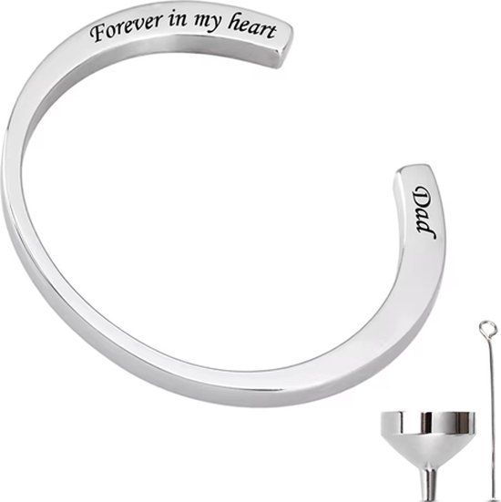 Hemelwinkel Luxe As Armband - Zilver - Messing - Mini Urn - Voor As, Haren of Parfum - Vader