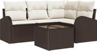 vidaXL Tuinbank - Set - Bruin - Poly - Rattan