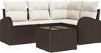 vidaXL Tuinbank - Set - Bruin - Poly - Rattan