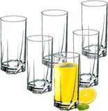 Merkloos KADAX Drinkglazen van hoogwaardig glas, set van 6 waterglazen, dikke wandige, gegolfde glazen voor water, drank, sap, party, cocktailglazen, drankglazen (hoog, 380 ml)