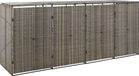 Poly Rattan abri à conteneurs quadruple 274x80x117 cm gris
