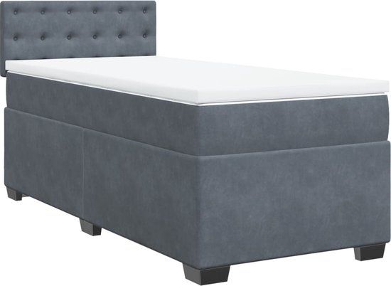 vidaXL Boxspring met matras fluweel donkergrijs 100x200 cm