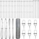 vidaXL - zeshoekig - gaashek - met - grondbevestiging - 50 - x - 0,6 - m - zilver - Mesh