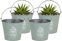 Sunnydays Emmer/plantenpot/bloempot - 4x - zink - jadegroen - D24 x H19 cm