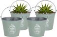 Sunnydays Emmer/plantenpot/bloempot - 4x - zink - jadegroen - D24 x H19 cm