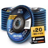 Amboss Werkzeuge ZFS Lot de 20 disques à lamelles Ø 125 mm K60 pour acier/acier inoxydable
