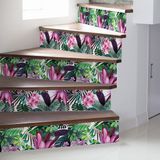 Ambiance Sticker Zelfklevende trap, tegels, trap, tropisch, Uvita, zelfklevend, voor trappen, cementtegels, 2 strepen, 38 x 133 cm