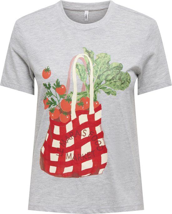 ONLY ONLVIVVI REG S/S LOVELY TOP BOX JRS T-shirt Meisjes XS Lichtgrijs Melange Katoen