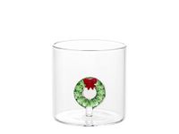 H&H Christmas Miniatures, set van 12 cilindrische glazen van borosilicaatglas, 12 verschillende kerstdecoraties, vaatwasmachinebestendig