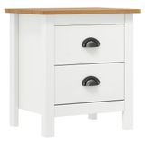 VidaXL Nachtkastje Hill Grenenhout Wit en Honingbruin 46x35x49,5 cm