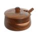Fijalo Items Luxe Suikerpot - Acacia hout - bruin - 10 x 8 cm - dispenser met lepel - Modern en Klassiek