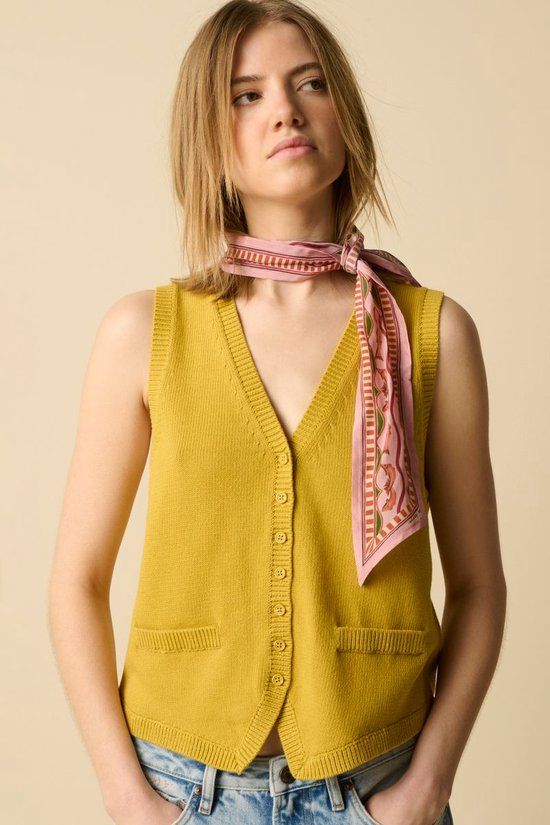 Sissy-Boy Geel gebreid gilet