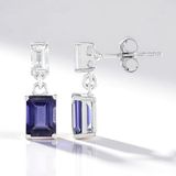 Cavill - Zilveren oorbellen 925 Sterling met 2 Ioliet 1 54 ct & Witte Topaas 0 69 ct - Modern Achthoekig Design 16 mm