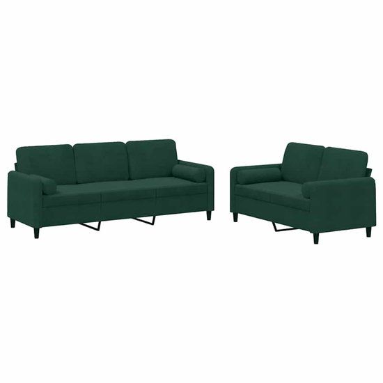 vidaXL 2-delige Loungeset met kussens fluweel donkergroen