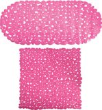 MSV Tapis de bain antidérapant - PVC - 2 pièces - fuchsia rose - 2 tailles