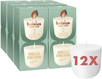 Bolsius - CleanLight - 12 Geurkaars Navullingen - Vanille & Tonka Bean - 24 Branduren