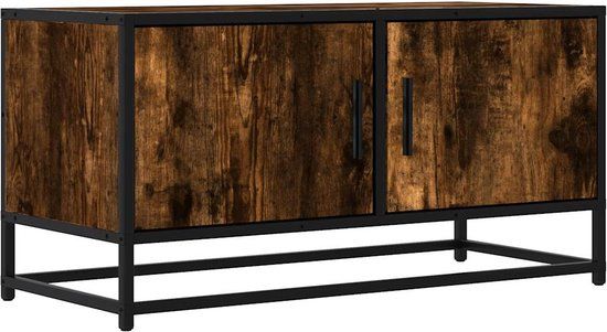 vidaXL TV meubel & entertainment center 80x34,5x40cm bewerkt hout metaal gerookt eikenkleurig