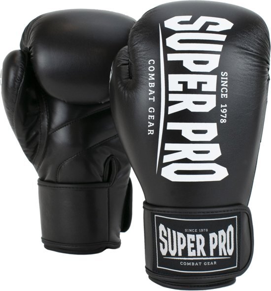 Super Pro Combat Gear Champ (kick)bokshandschoenen Zwart/Wit 8oz