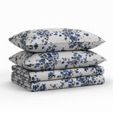 TRIBECA LIVING Lissabon blauw/Multi Cal koning 300 draad telling katoen extra diepe zak afgedrukt blad set