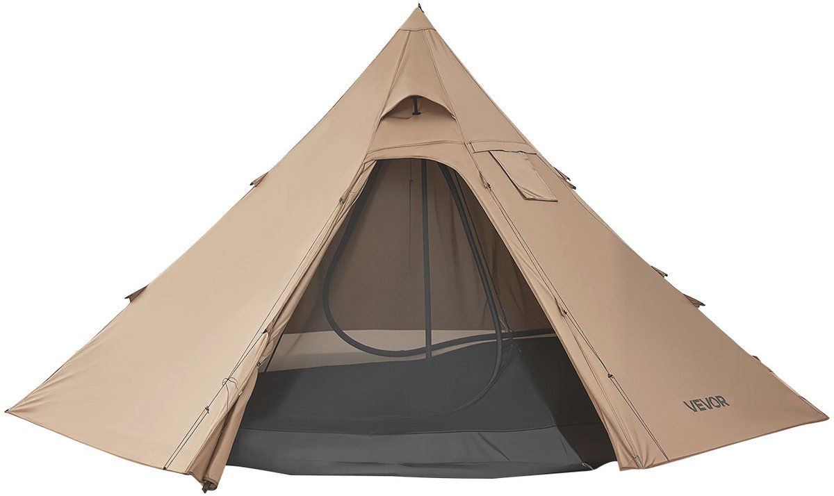 VEVOR Kampeertent Tipi Tent Hot Tent met Kachelaansluiting En Binnentent 4 Personen