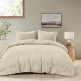 Dreamzie dekbedovertrek 200x220 cm met 2 kussenslopen 65x65 cm - Beige - Beddenset 200x220 cm van 100% microvezel - 3-delig - Gecertificeerd chemicaliënvrij (Oeko-Tex)