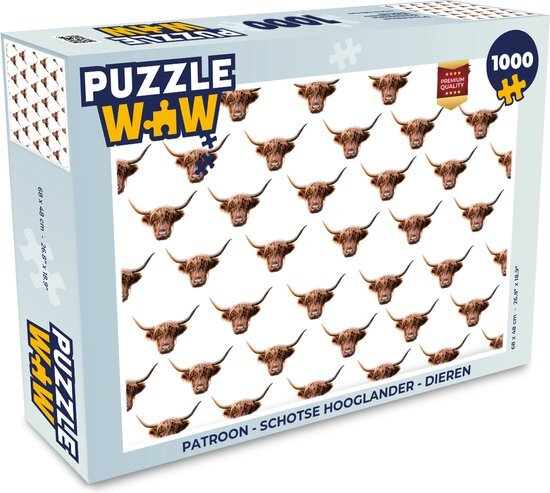 MuchoWow Puzzel Patroon - Schotse hooglander - Dieren - Legpuzzel - Puzzel 1000 stukjes volwassenen