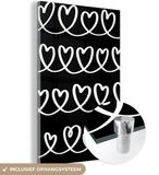 MuchoWow® Glass Painting 80x120 cm - Acrylic Glass Painting - Hearts - Patterns - White - Photo on Glass - Paintings
