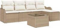 vidaXL Tuinbank Set Beige Poly Rattan