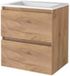 Basic Line Start 46 Badkamermeubelset - 60 x 46 cm - Greeploos - 2 Lades - Acryl Wastafel - Zonder Kraangat - Whisky Oak