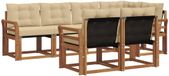 vidaXL Hoek loungeset 7-zits Acaciahout Natuurlijk en Beige