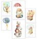 Set van 6 decoratieve wandafbeeldingen voor woonkamer, slaapkamer, kinderkamer, diermotieven, pluche dieren (2 x A3 (41 x 29,7 cm), 4 x A4 (29,7 x 21 cm)