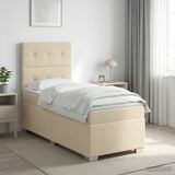vidaXL Boxspringbed met matras, crème kleur, 100 x 200 cm, gestoffeerd