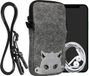 kwmobile Tasje voor smartphones L - 6,5" - Hoesje van vilt in grijs / wit - Phone case met nekkoord - design