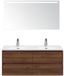 BES LED Dante Badmeubelset 120 cm - 4 Laden Walnoot - Keramische Wastafel Wit Cover met Sence Spiegel