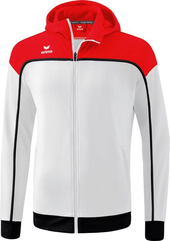 Erima Change Trainingsjack Met Capuchon Kinderen - Wit / Rood / Zwart - Maat 140