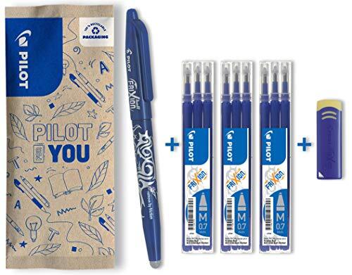 Pilot Pen PILOT FriXion Ball, uitwisbare balpen (blauw) + 9 vullingen + FriXion gum