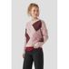 Anytime gebreide trui met ruitpatroon beige/roze/bordeauxrood