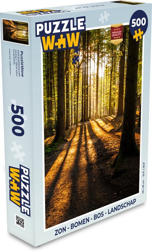 MuchoWow Puzzel Zon - Bomen - Bos - Landschap - Natuur - Legpuzzel - Puzzel 500 stukjes - Sinterklaas cadeautjes - Sinterklaas voor grote kinderen