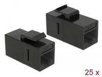 DeLOCK Keystone RJ45-modules, bus naar RJ45, vrouwelijk, Cat.6, UTP, zwart, 25 stuks