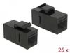 DeLOCK Keystone RJ45-modules, bus naar RJ45, vrouwelijk, Cat.6, UTP, zwart, 25 stuks