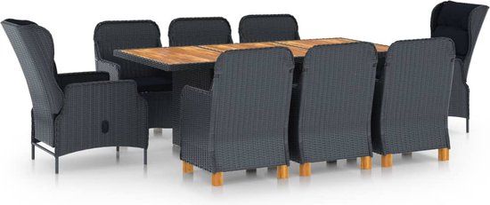 The Living Store Rattan Garden Set - 8 Seats - Grey
