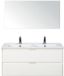 BES LED Porto Badmeubelset 120 cm - 2 Laden Wit Hoogglans - Keramische Wastafel Wit Slim met Spiegel